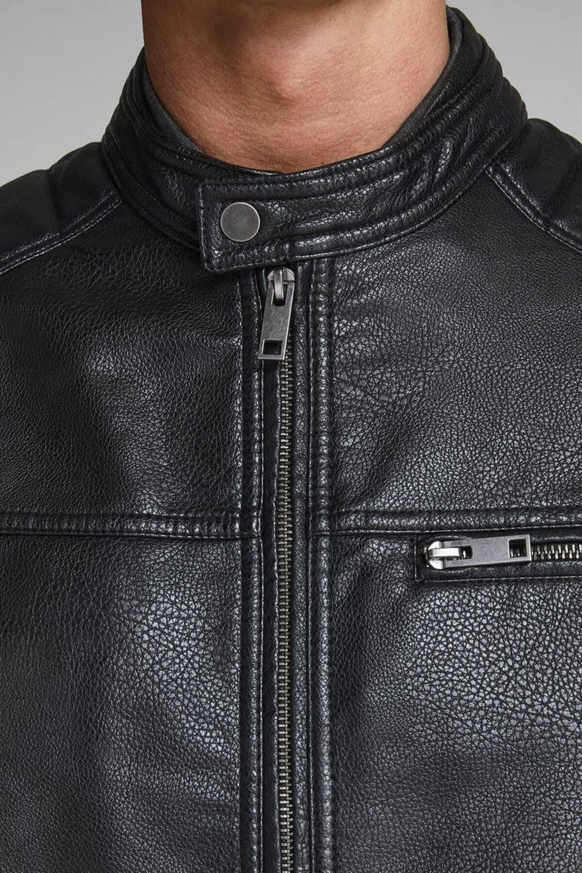 ژاکت چرم مردانه Jack & Jones مدل Jcorocky مشکی ژاکت چرم مردانه Jack & Jones مدل Jcorocky مشکی