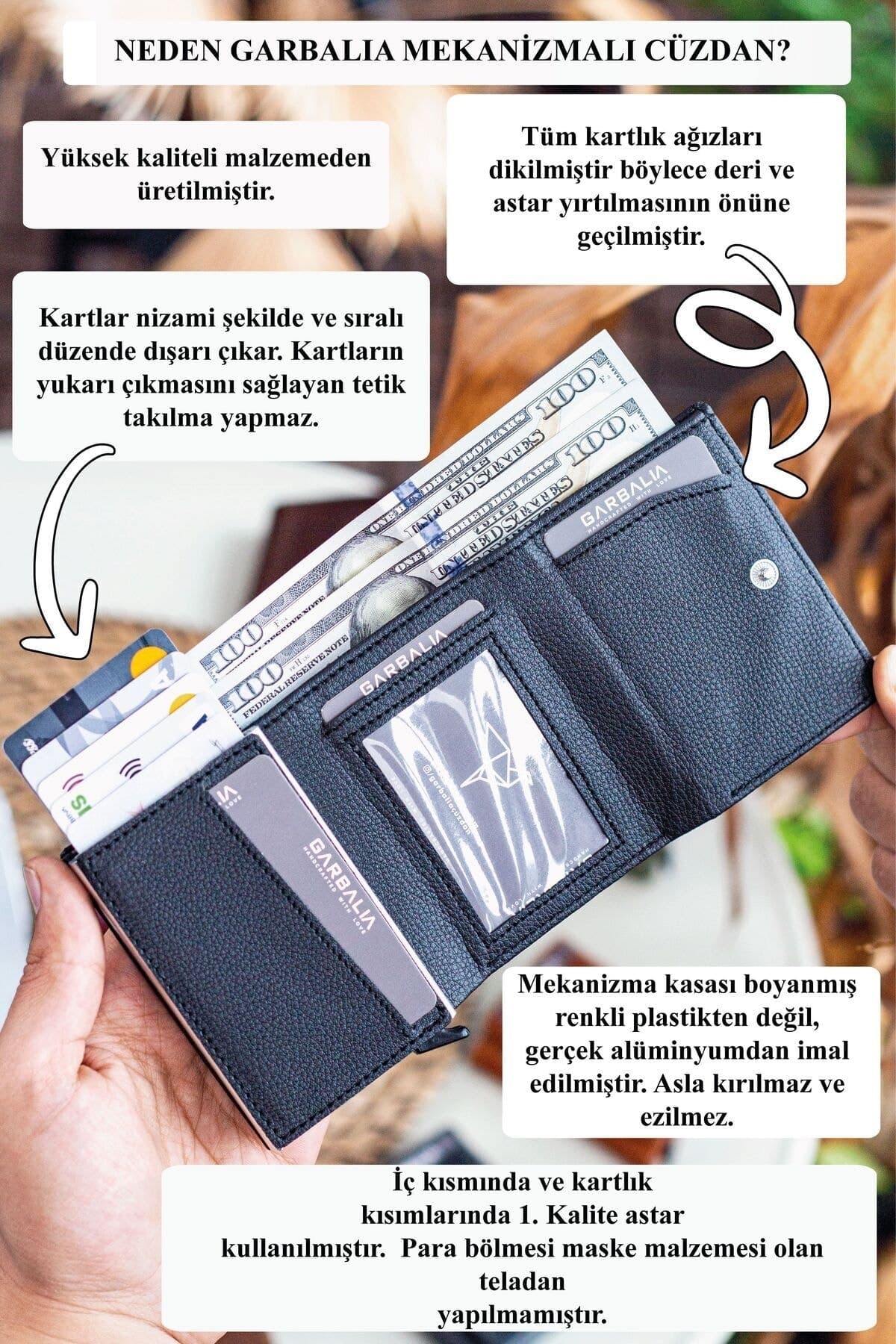 کیف پول کارتدار مشکی مکانیزمی Garbalia مدل Lyons کیف پول کارتدار مشکی مکانیزمی Garbalia مدل Lyons