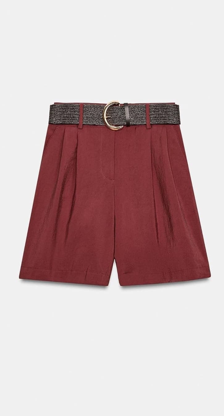 شلوارک برمودا زنانه Zara کمربنددار چیندار شلوارک برمودا زنانه Zara کمربنددار چیندار