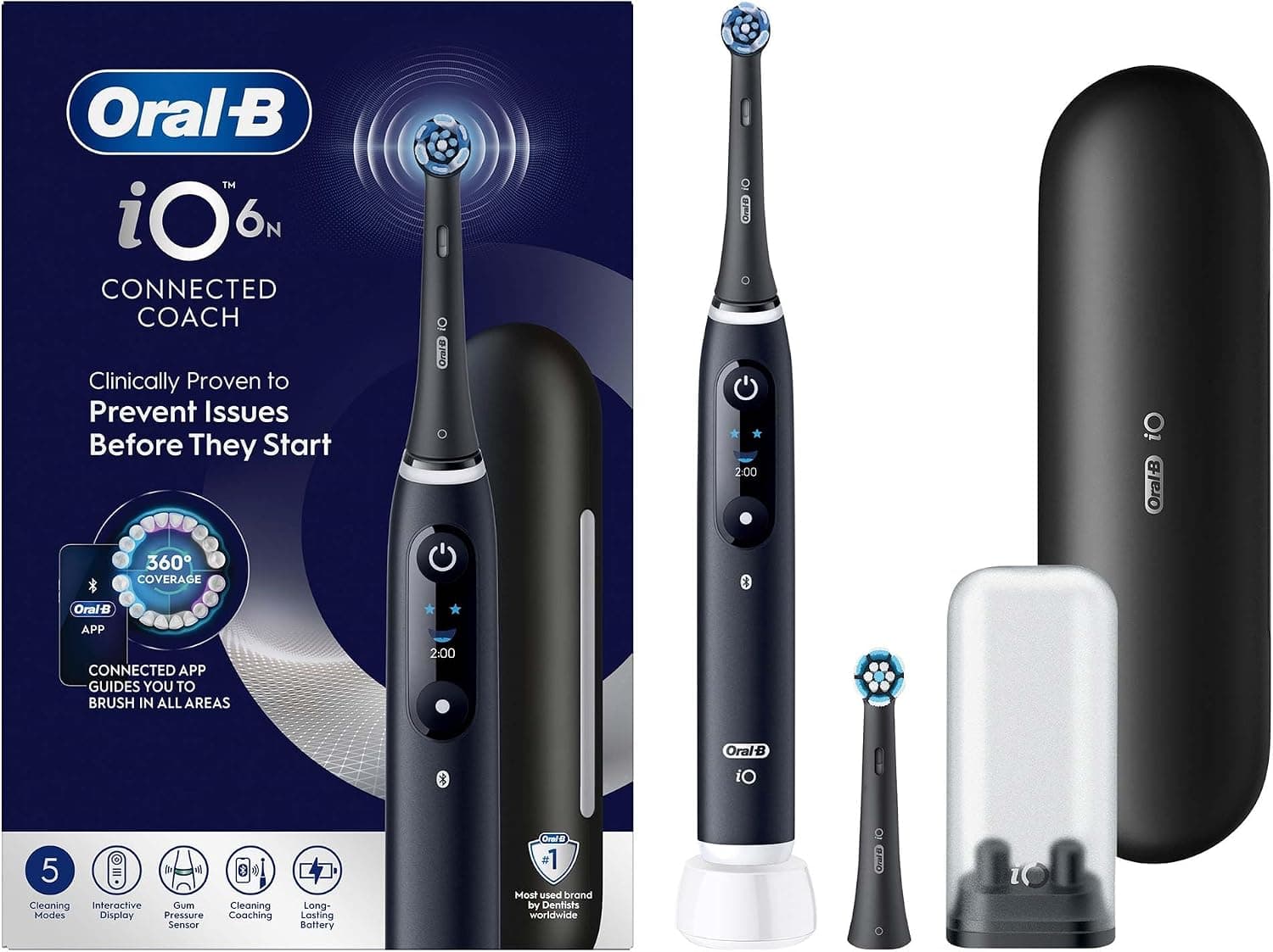 مسواک برقی Oral-B مشکی مدل iO6 همراه با 2 سری، کیف مسافرتی و محفظه سری یدک مسواک برقی Oral-B مشکی مدل iO6 همراه با 2 سری، کیف مسافرتی و محفظه سری یدک