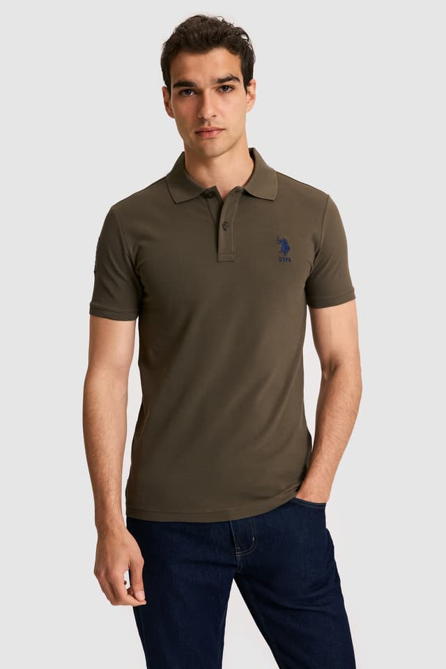 تیشرت مردانه U.S. Polo Assn. اسلیم فیت یقه پولو خاکی تیره مدل 50326920-VR111 تیشرت مردانه U.S. Polo Assn. اسلیم فیت یقه پولو خاکی تیره مدل 50326920-VR111