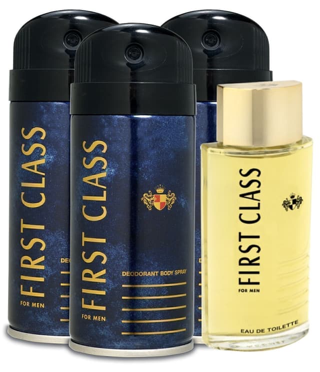 ست عطر مردانه و دئودورانت First Class Edt 100ml، 3×150ml ست عطر مردانه و دئودورانت First Class Edt 100ml، 3×150ml