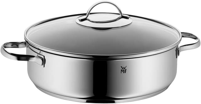 تابه گود WMF با ظرفیت 5 L، دربدار، مناسب القایی، نچسب و قابل استفاده در فر، از فولاد ضدزنگ Cromargan® مدل 28 cm تابه گود WMF با ظرفیت 5 L، دربدار، مناسب القایی، نچسب و قابل استفاده در فر، از فولاد ضدزنگ Cromargan® مدل 28 cm