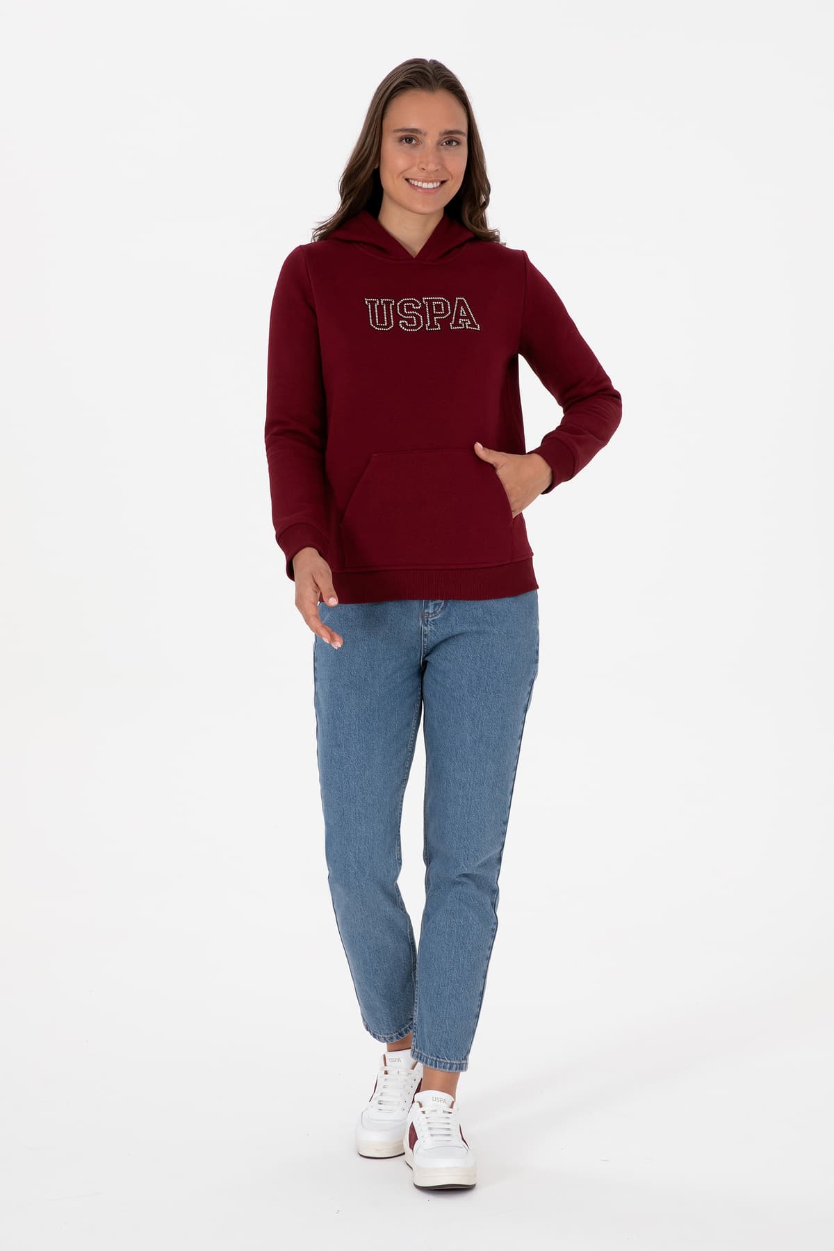 سوئیشرت زنانه U.S. Polo Assn. کلاهدار شاردون زرشکی مدل 50313566-VR014 سوئیشرت زنانه U.S. Polo Assn. کلاهدار شاردون زرشکی مدل 50313566-VR014