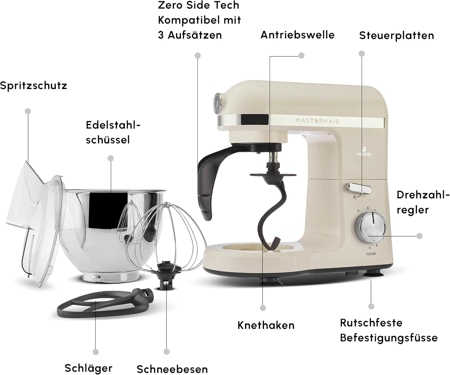 روبات آشپزخانه Karaca توان 1500 W رنگ بژ مدل Mastermaid Chef Pro Iconic روبات آشپزخانه Karaca توان 1500 W رنگ بژ مدل Mastermaid Chef Pro Iconic