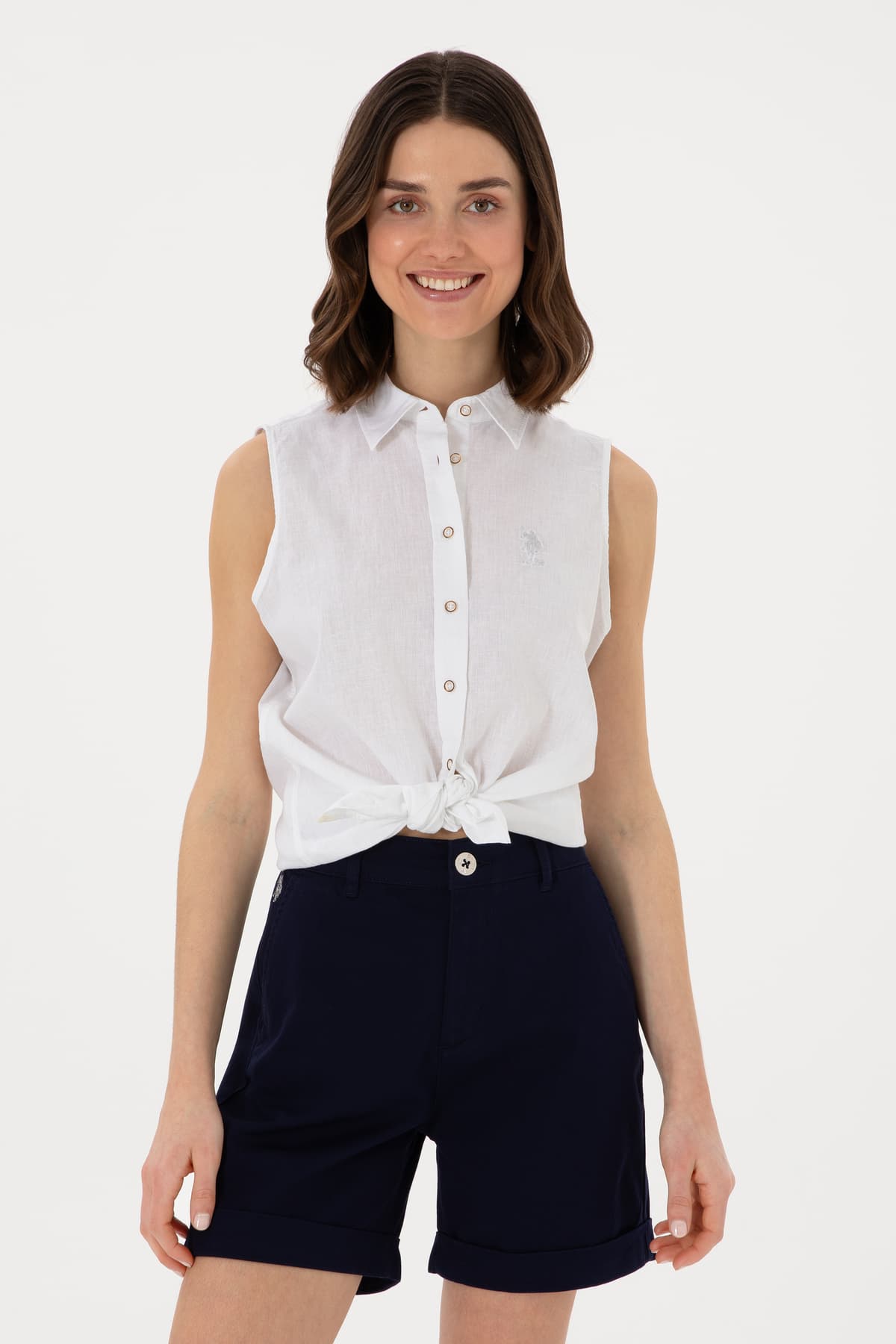 پیراهن زنانه U.S. Polo Assn. کتان مخلوط آستین کوتاه سفید مدل 50298111-VR013 پیراهن زنانه U.S. Polo Assn. کتان مخلوط آستین کوتاه سفید مدل 50298111-VR013