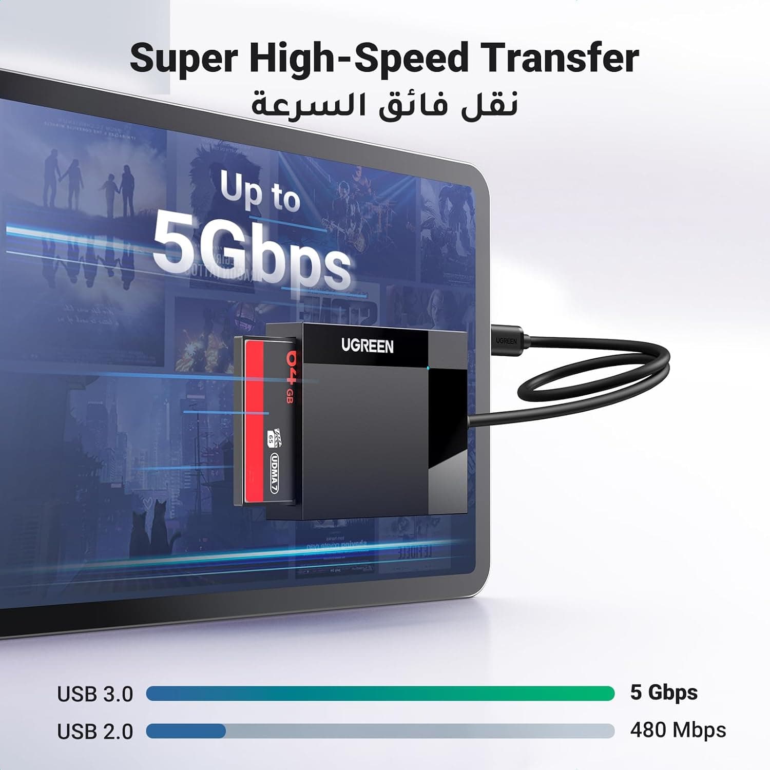 کارتخوان حافظه 4 در 1 USB C UGREEN با سرعت 5Gbps کارتخوان حافظه 4 در 1 USB C UGREEN با سرعت 5Gbps