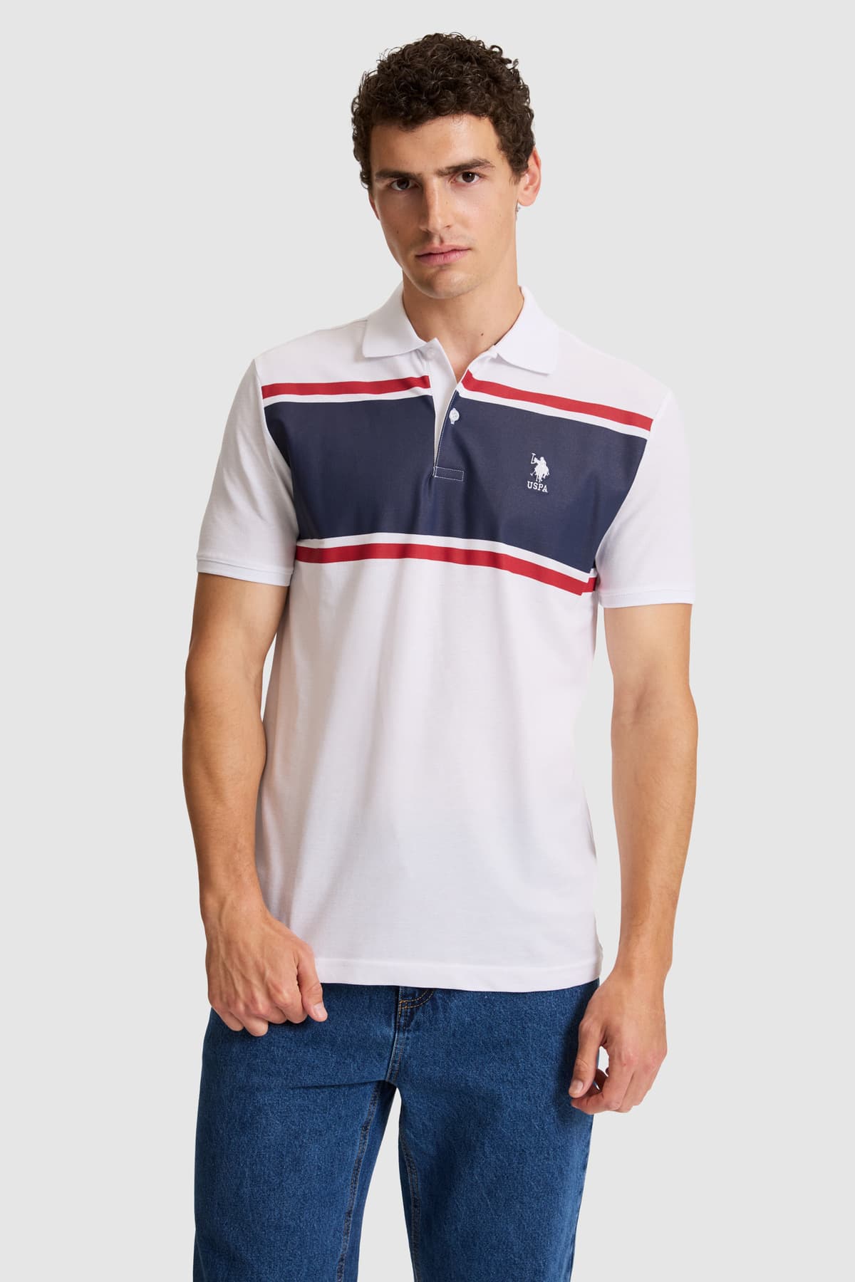 تیشرت یقه پولو مردانه U.S. Polo Assn. سفید فیت معمولی مدل 50326938-VR013 تیشرت یقه پولو مردانه U.S. Polo Assn. سفید فیت معمولی مدل 50326938-VR013