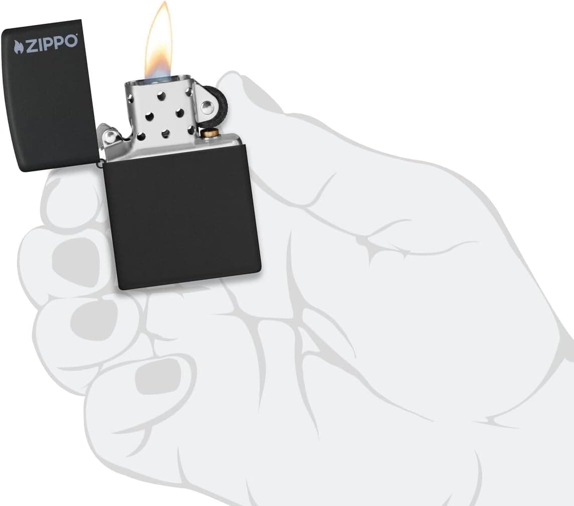فندک Zippo مشکی مات با لوگوی مشکی مدل 218zl-000023 فندک Zippo مشکی مات با لوگوی مشکی مدل 218zl-000023