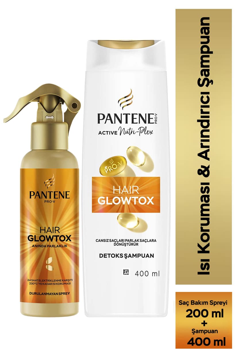 ست شامپو تصفیهکننده و اسپری محافظ حرارتی Pantene Hair Glowtox Detox & Style ست شامپو تصفیهکننده و اسپری محافظ حرارتی Pantene Hair Glowtox Detox & Style
