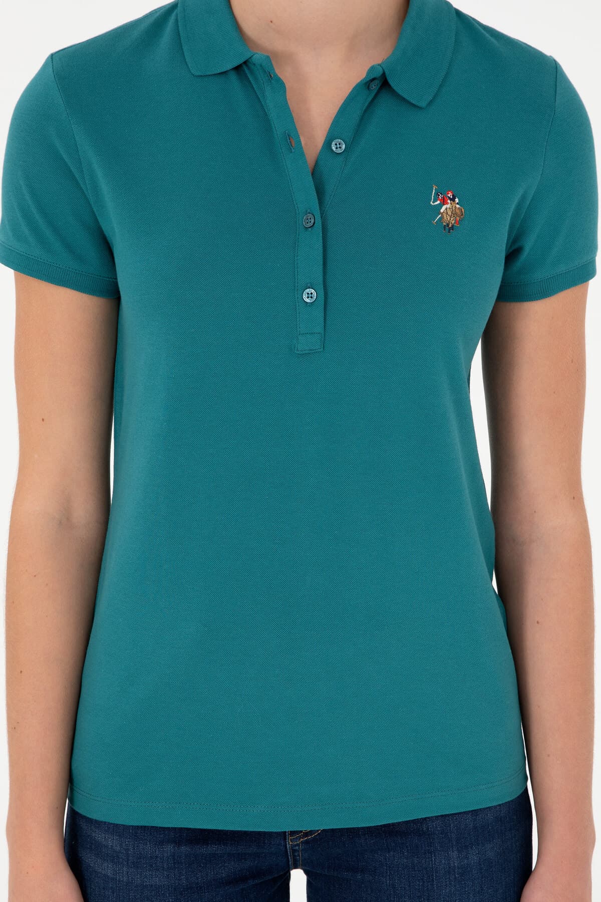 تیشرت زنانه U.S. Polo Assn. یقه پلو سبز تیره مدل 50280067-VR101 تیشرت زنانه U.S. Polo Assn. یقه پلو سبز تیره مدل 50280067-VR101