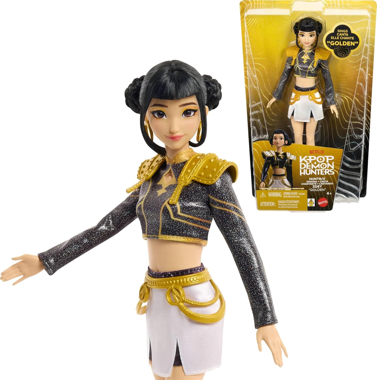 عروسک آوازخوان Mattel HUNTR/X Mira Golden با لباس مخصوص قابل تعویض و 5 مفصل متحرک مدل JRN41 عروسک آوازخوان Mattel HUNTR/X Mira Golden با لباس مخصوص قابل تعویض و 5 مفصل متحرک مدل JRN41