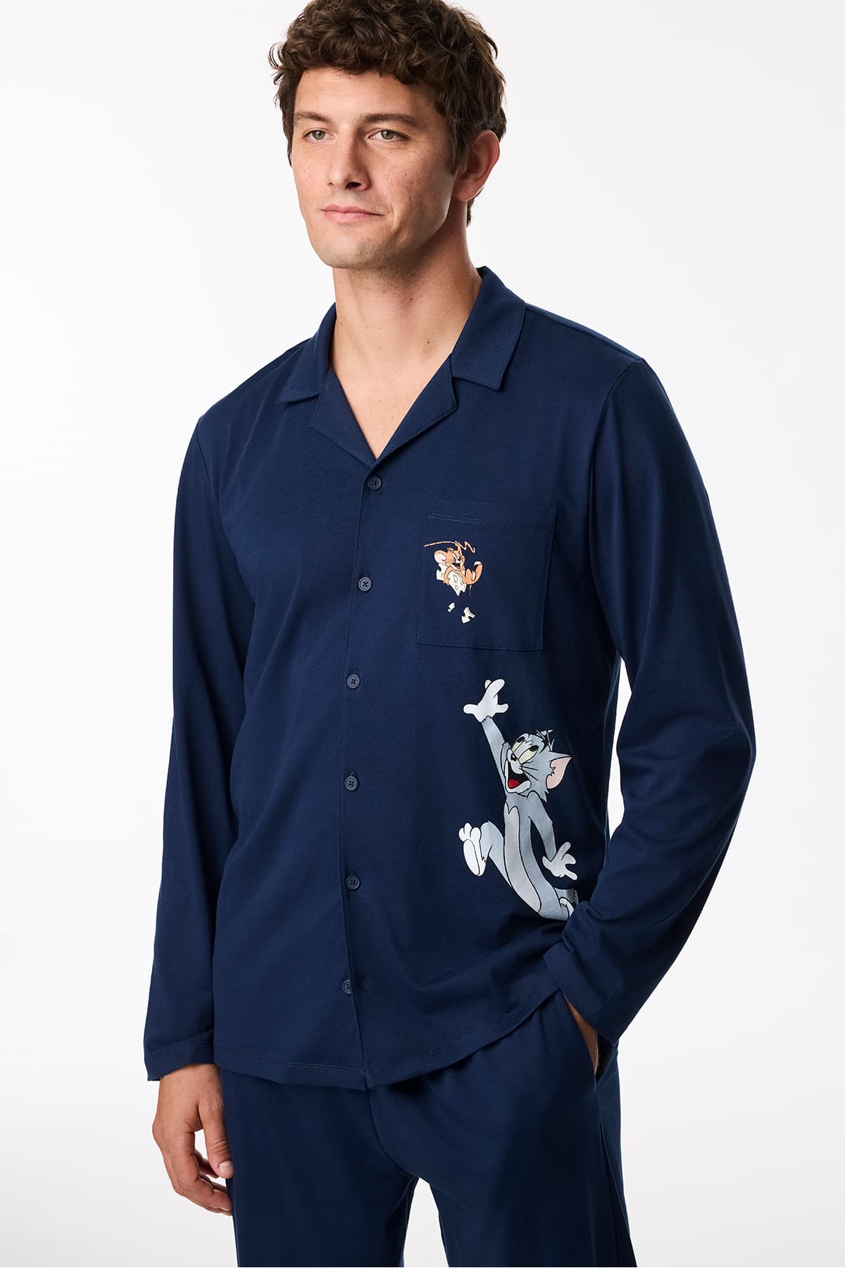 ست پیژامه مردانه Penti سرمهای Tom&jerry آستین بلند دکمهدار ست پیژامه مردانه Penti سرمهای Tom&jerry آستین بلند دکمهدار