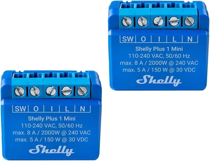 رله هوشمند Shelly Plus 1 Mini وایفای بلوتوث 1 کانال 8 A بسته 2 رله هوشمند Shelly Plus 1 Mini وایفای بلوتوث 1 کانال 8 A بسته 2