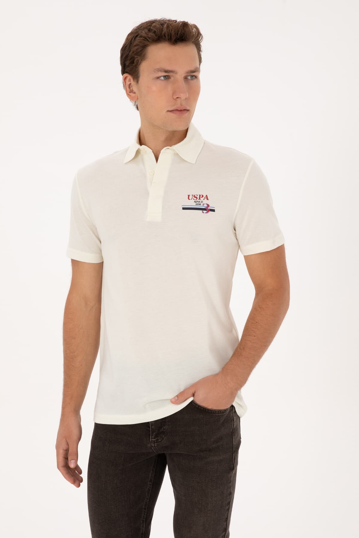 تیشرت مردانه U.S. Polo Assn. فیت معمولی یقه پولو کرم مدل 50324803-VR071 تیشرت مردانه U.S. Polo Assn. فیت معمولی یقه پولو کرم مدل 50324803-VR071