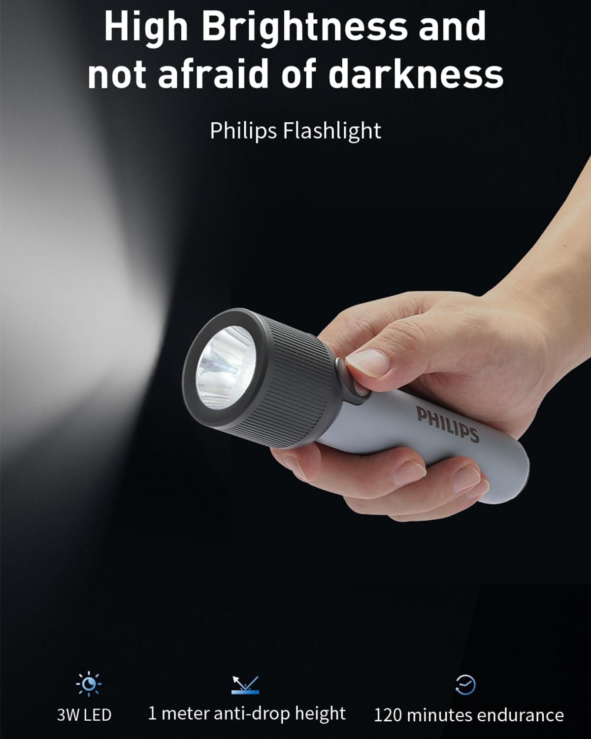 چراغقوه دستی PHILIPS شارژی 2000mAh دوحالته 400LM ضدآب IP44 خاکستری چراغقوه دستی PHILIPS شارژی 2000mAh دوحالته 400LM ضدآب IP44 خاکستری