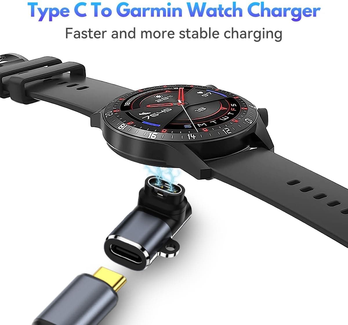 آداپتور شارژ T Tersely برای ساعت Garmin با USB C بسته 3 تایی آداپتور شارژ T Tersely برای ساعت Garmin با USB C بسته 3 تایی