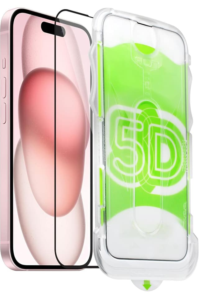 محافظ صفحهنمایش شیشهای Fibaks مناسب iPhone 15/14 Pro/16 تمامصفحه با قاب مشکی و ابزار نصب آسان محافظ صفحهنمایش شیشهای Fibaks مناسب iPhone 15/14 Pro/16 تمامصفحه با قاب مشکی و ابزار نصب آسان
