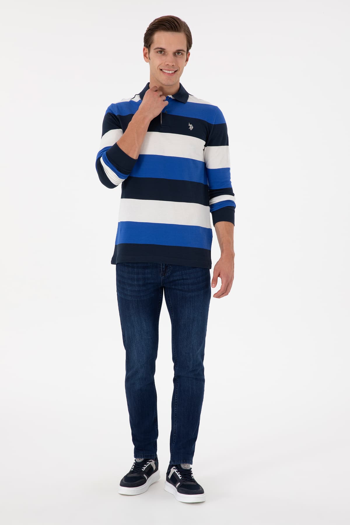 سویشرت مردانه U.S. Polo Assn. فیت معمولی یقه پولو آبی ساکسی مدل 50293428-VR045 سویشرت مردانه U.S. Polo Assn. فیت معمولی یقه پولو آبی ساکسی مدل 50293428-VR045