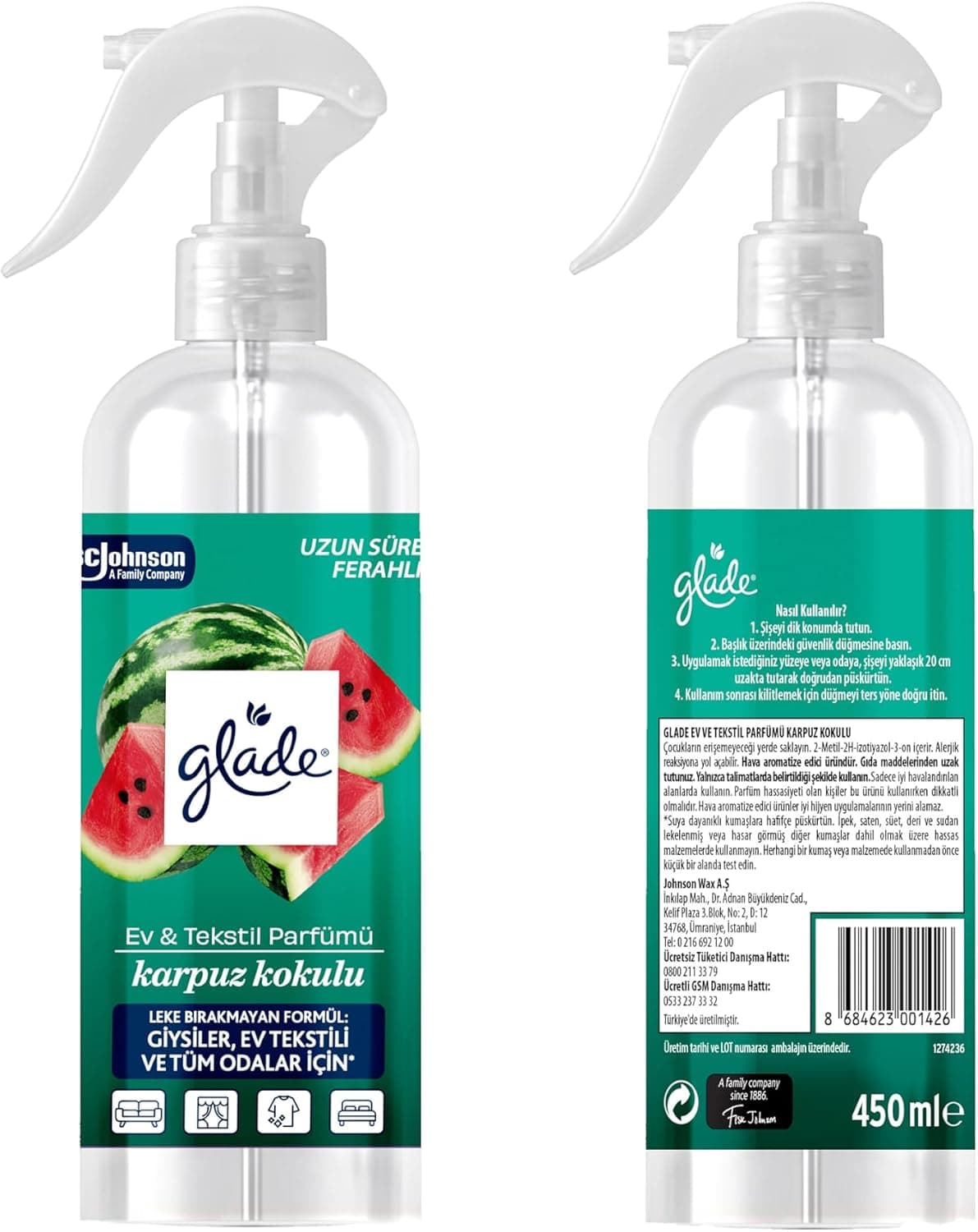 عطر خانه و منسوجات Glade رایحه هندوانه 450ml عطر خانه و منسوجات Glade رایحه هندوانه 450ml