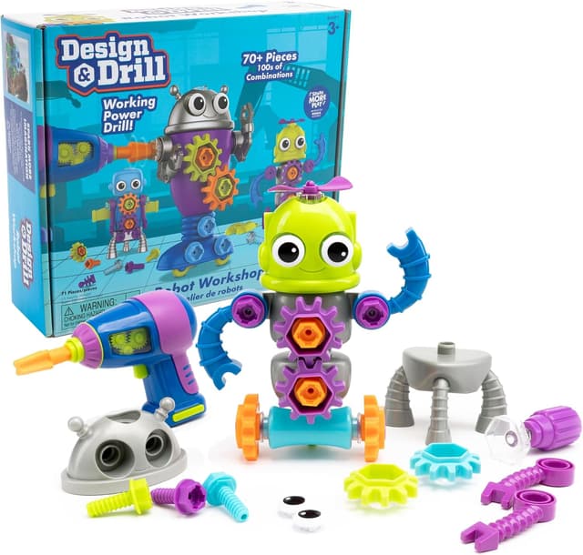 اسباببازی ساخت ربات برای کودکان ۳ ساله Educational Insights با مته جداشدنی مدل Design & Drill Robots Workshop اسباببازی ساخت ربات برای کودکان ۳ ساله Educational Insights با مته جداشدنی مدل Design & Drill Robots Workshop