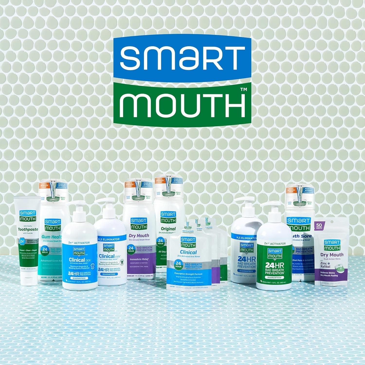 دهانشویه بالینی SmartMouth حاوی روی فعال با تمیزکننده زبان، 16 fl oz دهانشویه بالینی SmartMouth حاوی روی فعال با تمیزکننده زبان، 16 fl oz