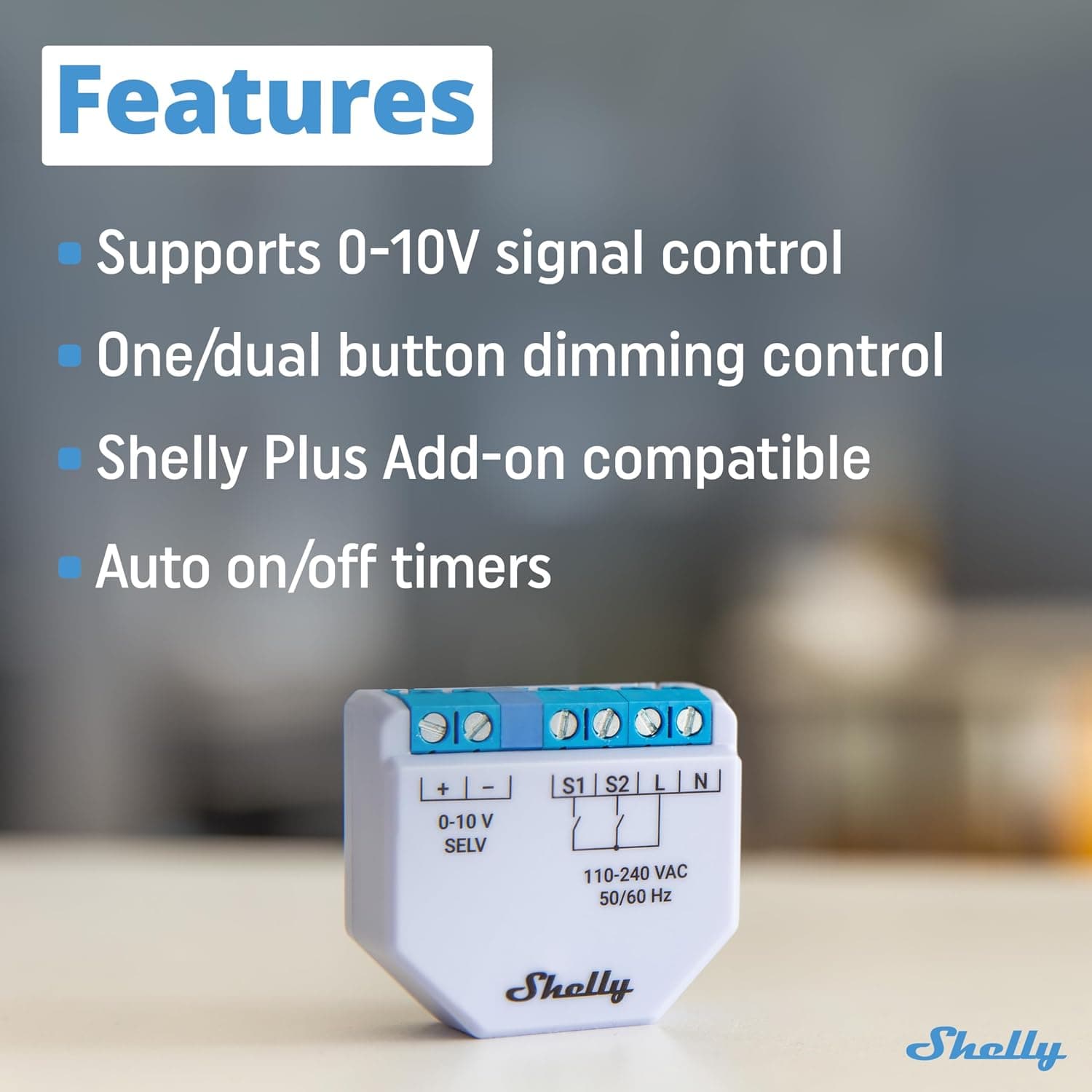 دیمر هوشمند Shelly Plus 0–10 V با کنترل وایفای و بلوتوث دیمر هوشمند Shelly Plus 0–10 V با کنترل وایفای و بلوتوث