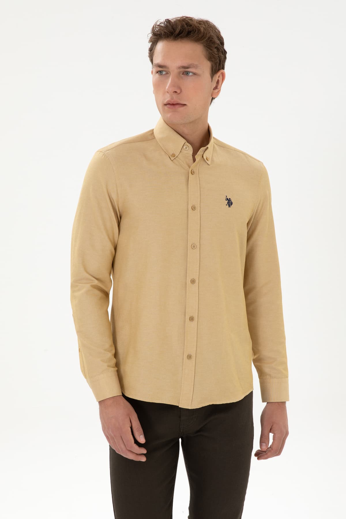 پیراهن مردانه U.S. Polo Assn. آستین بلند بیسیک خردلی مدل 50316723-VR151 پیراهن مردانه U.S. Polo Assn. آستین بلند بیسیک خردلی مدل 50316723-VR151