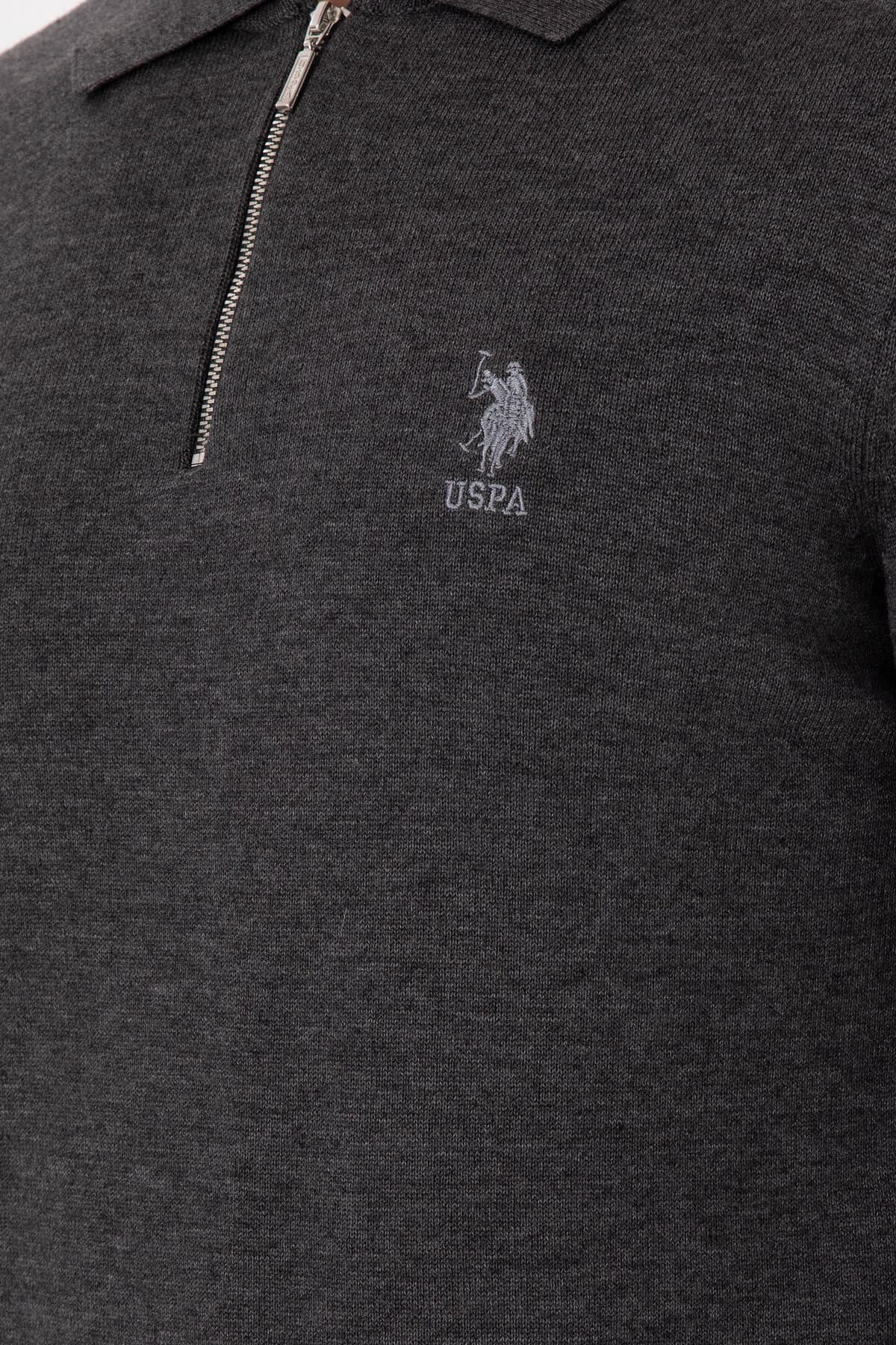 پلیور مردانه U.S. Polo Assn. اسلیم فیت نیم زیپ آنتراسیت ملانژ بیسیک مدل 50297066-VR081 پلیور مردانه U.S. Polo Assn. اسلیم فیت نیم زیپ آنتراسیت ملانژ بیسیک مدل 50297066-VR081