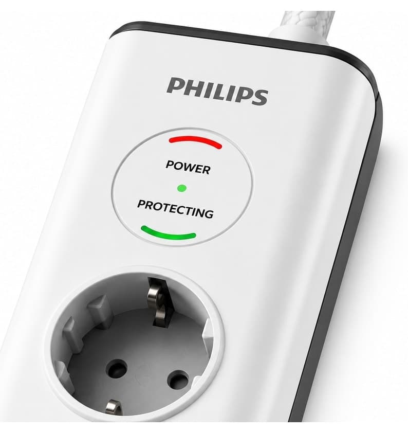 پریز برق Philips سفید ۴ خانه 3680W ۲ متری مدل SPN7040WA/62 پریز برق Philips سفید ۴ خانه 3680W ۲ متری مدل SPN7040WA/62