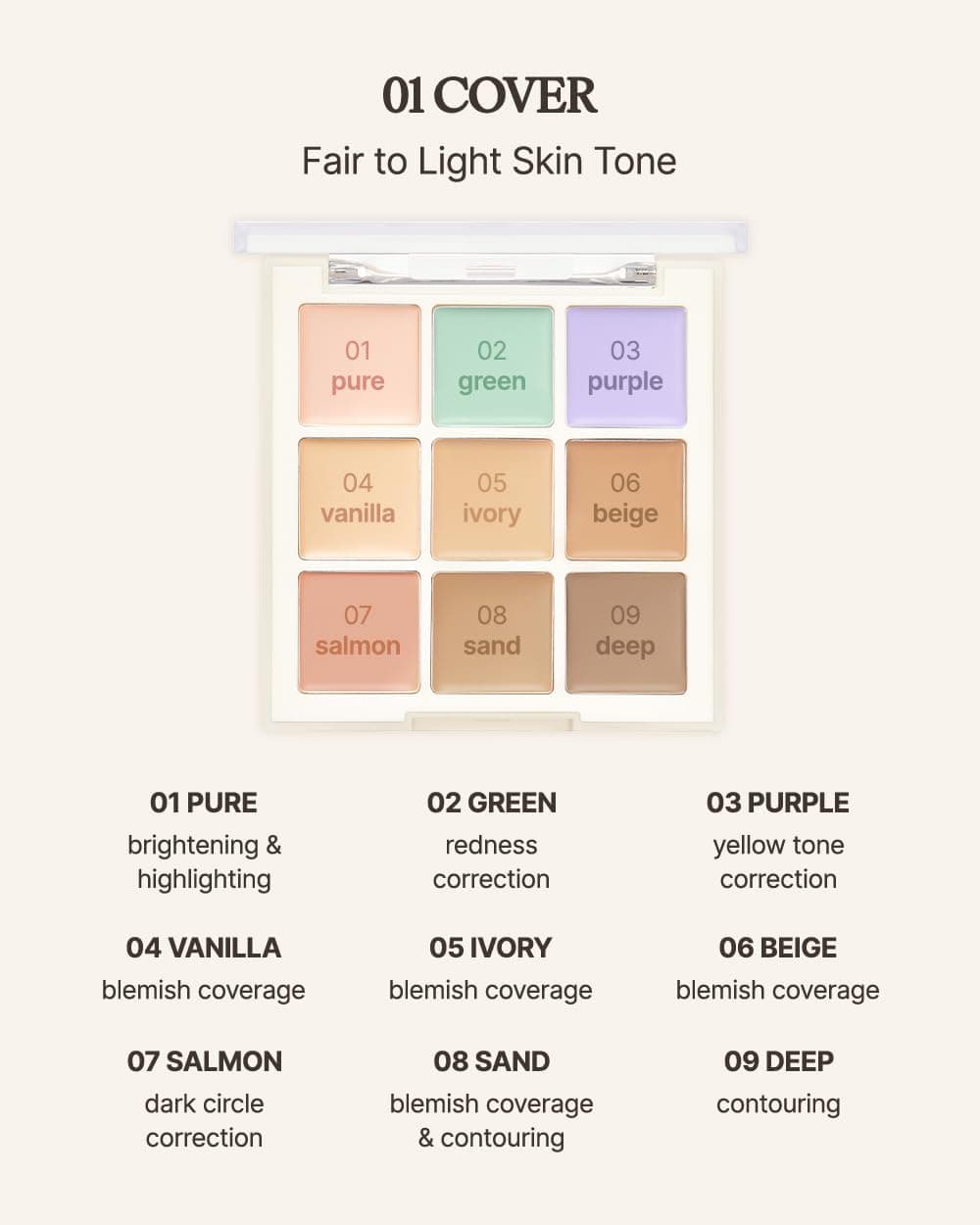 پالت کانسیلر چندمنظوره با بافت کرمی dasique مدل Pro Concealer Palette 01 Cover، 111652 پالت کانسیلر چندمنظوره با بافت کرمی dasique مدل Pro Concealer Palette 01 Cover، 111652