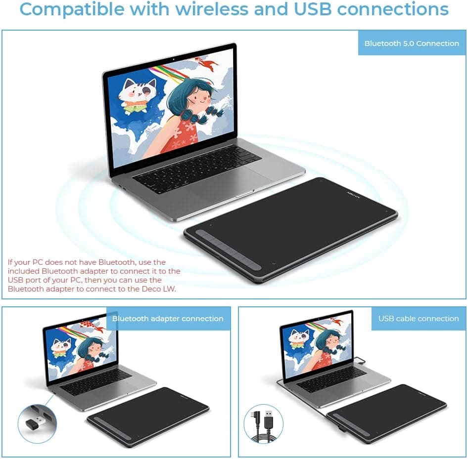 تبلت گرافیکی بیسیم XP-Pen مدل Deco LW تبلت گرافیکی بیسیم XP-Pen مدل Deco LW
