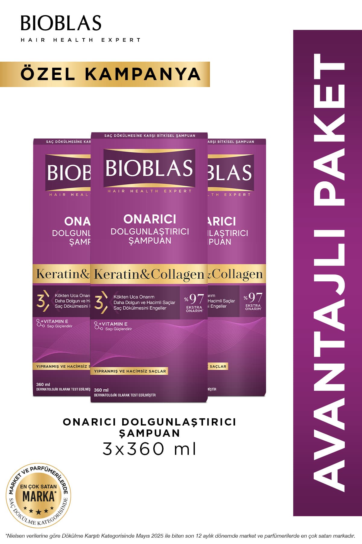 شامپو زنانه Bioblas کراتین و کلاژن ترمیمکننده مو برای موهای نازک و آسیبدیده 3×360ml شامپو زنانه Bioblas کراتین و کلاژن ترمیمکننده مو برای موهای نازک و آسیبدیده 3×360ml