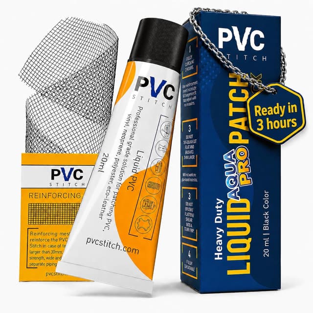 کیت تعمیر تجهیزات وینیل بادی و زیرآبی PVC Stitch، وصله مایع مشکی ضدآب بههمراه بند کیت تعمیر تجهیزات وینیل بادی و زیرآبی PVC Stitch، وصله مایع مشکی ضدآب بههمراه بند