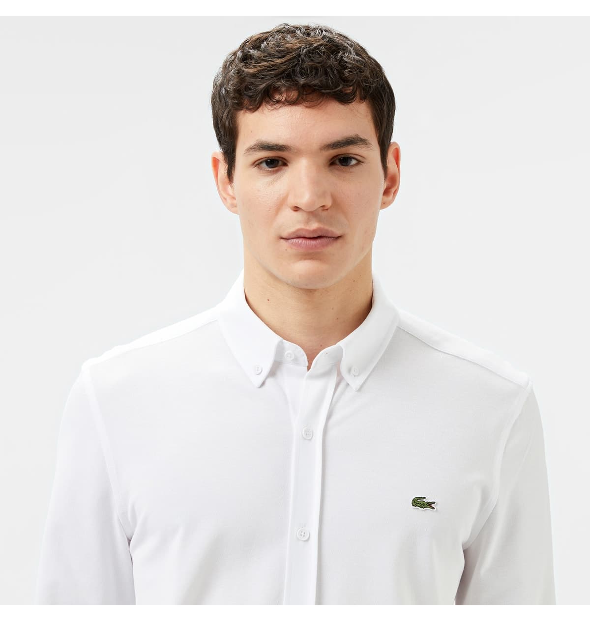 پیراهن مردانه Lacoste سفید یقه دکمهدار فیت اسلیم پیراهن مردانه Lacoste سفید یقه دکمهدار فیت اسلیم