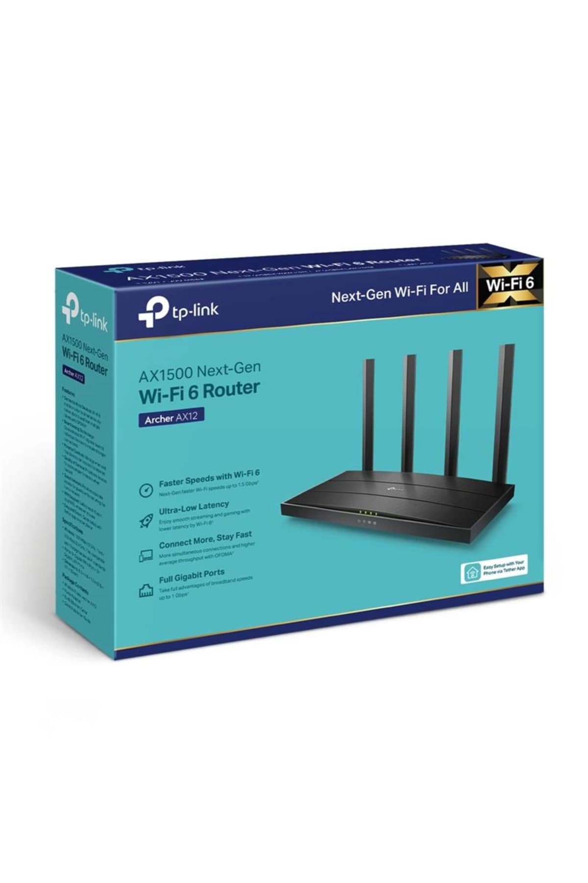 روتر دو بانده Tp-Link با Wi-Fi 6 و 4 پورت Gigabit مدل Archer AX12 AX1500 روتر دو بانده Tp-Link با Wi-Fi 6 و 4 پورت Gigabit مدل Archer AX12 AX1500