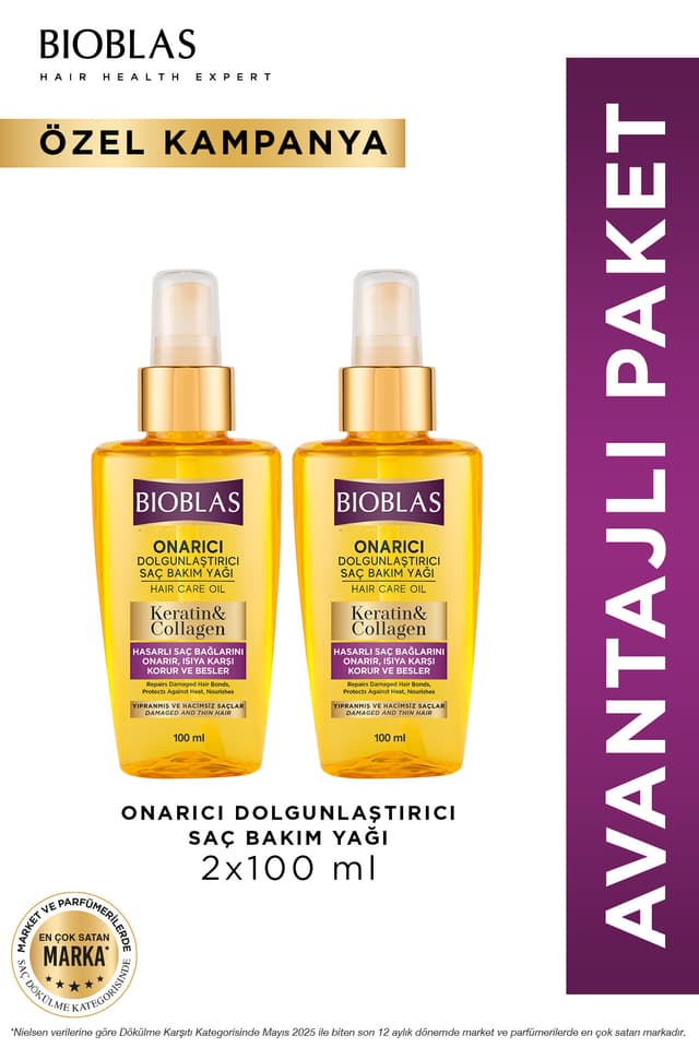 روغن مراقبت مو Bioblas کراتین و کلاژن ترمیمکننده 2×100ml برای موهای نازک و آسیبدیده روغن مراقبت مو Bioblas کراتین و کلاژن ترمیمکننده 2×100ml برای موهای نازک و آسیبدیده