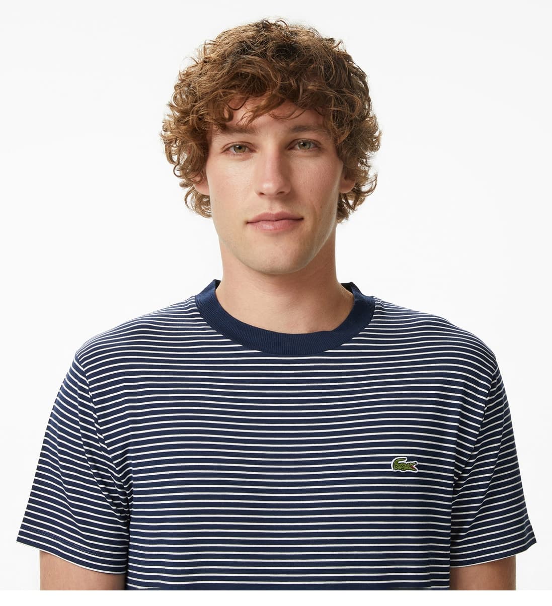 تیشرت مردانه Lacoste فیت معمولی یقه گرد راهراه سرمهای تیشرت مردانه Lacoste فیت معمولی یقه گرد راهراه سرمهای