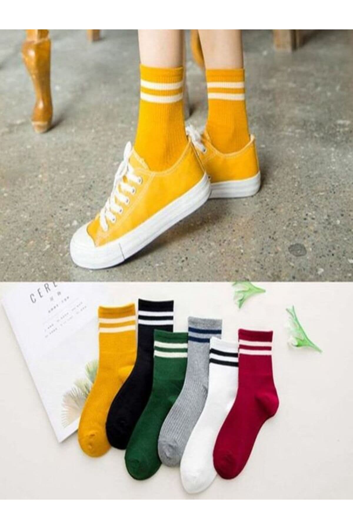 جوراب تنیس یونیسکس Sky Socks ست 6 تایی اقتصادی رنگی طرحدار حلقهای جوراب تنیس یونیسکس Sky Socks ست 6 تایی اقتصادی رنگی طرحدار حلقهای