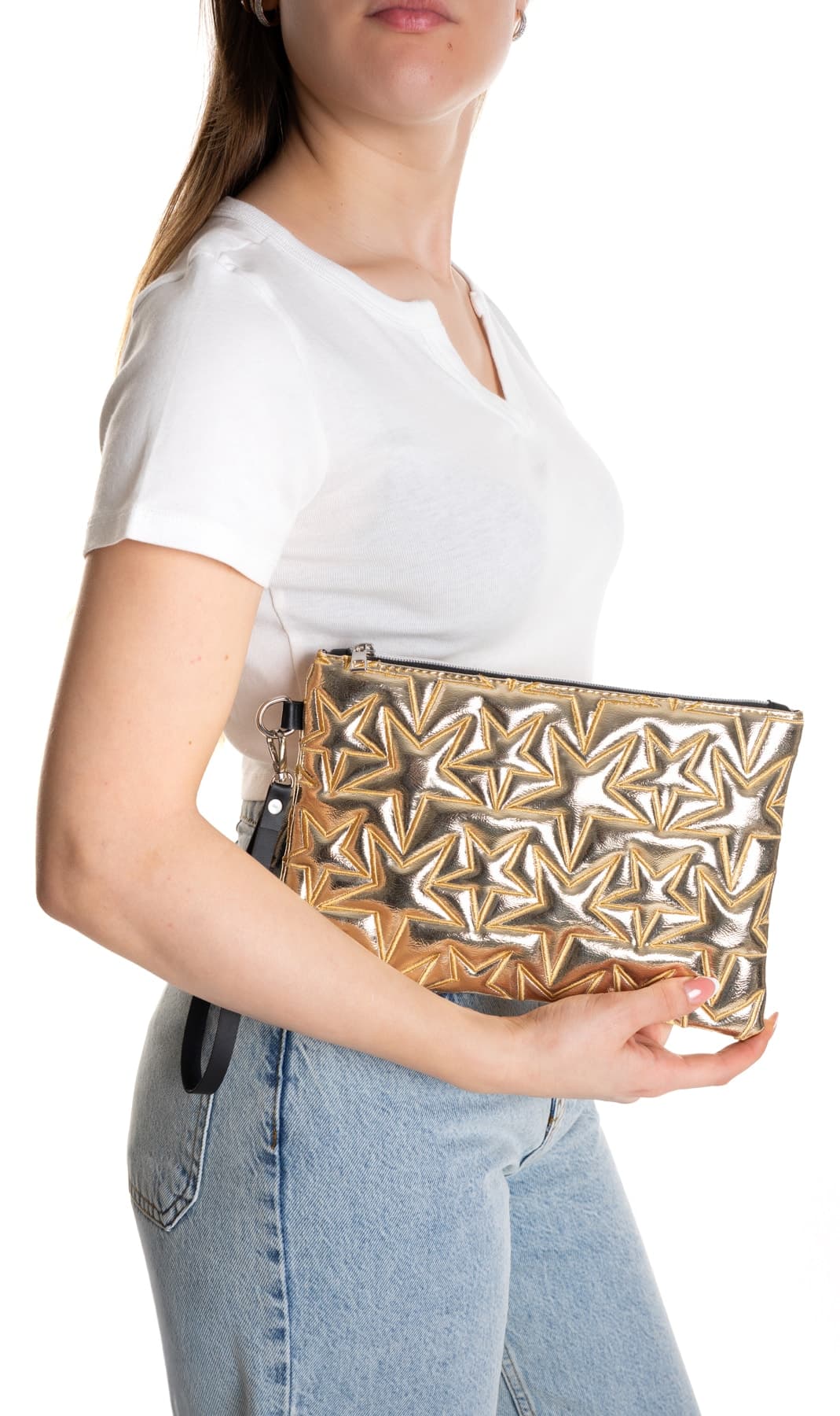 کیف کلاچ زنانه Adelina Bags طلایی گلدوزی ستارهای آستر ساتن بند مچی کیف کلاچ زنانه Adelina Bags طلایی گلدوزی ستارهای آستر ساتن بند مچی