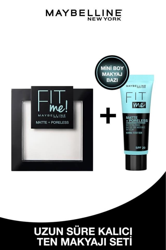 ست پودر و پرایمر مینی ماتکننده Maybelline New York Fit Me Matte+poreless مدل 90 Translucent ست پودر و پرایمر مینی ماتکننده Maybelline New York Fit Me Matte+poreless مدل 90 Translucent