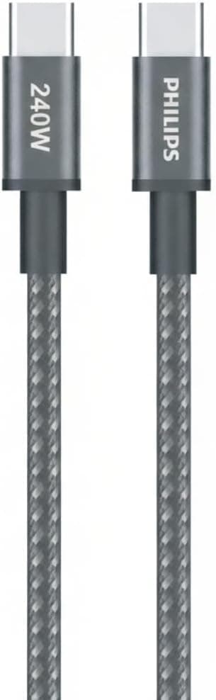 کابل شارژ PHILIPS USB-C به USB-C 240W بافته 2m مشکی مدل DLC7060C/00 کابل شارژ PHILIPS USB-C به USB-C 240W بافته 2m مشکی مدل DLC7060C/00