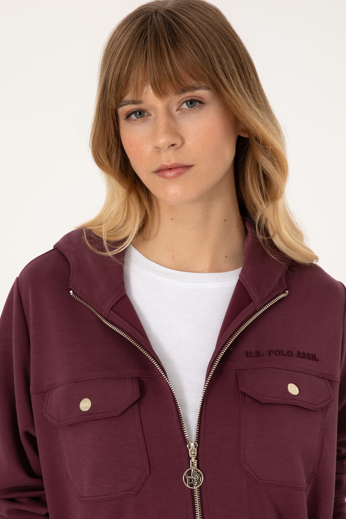 سوئیشرت زنانه U.S. Polo Assn. بوردو زیپدار کلاهدار مدل 50309102-VR177 سوئیشرت زنانه U.S. Polo Assn. بوردو زیپدار کلاهدار مدل 50309102-VR177