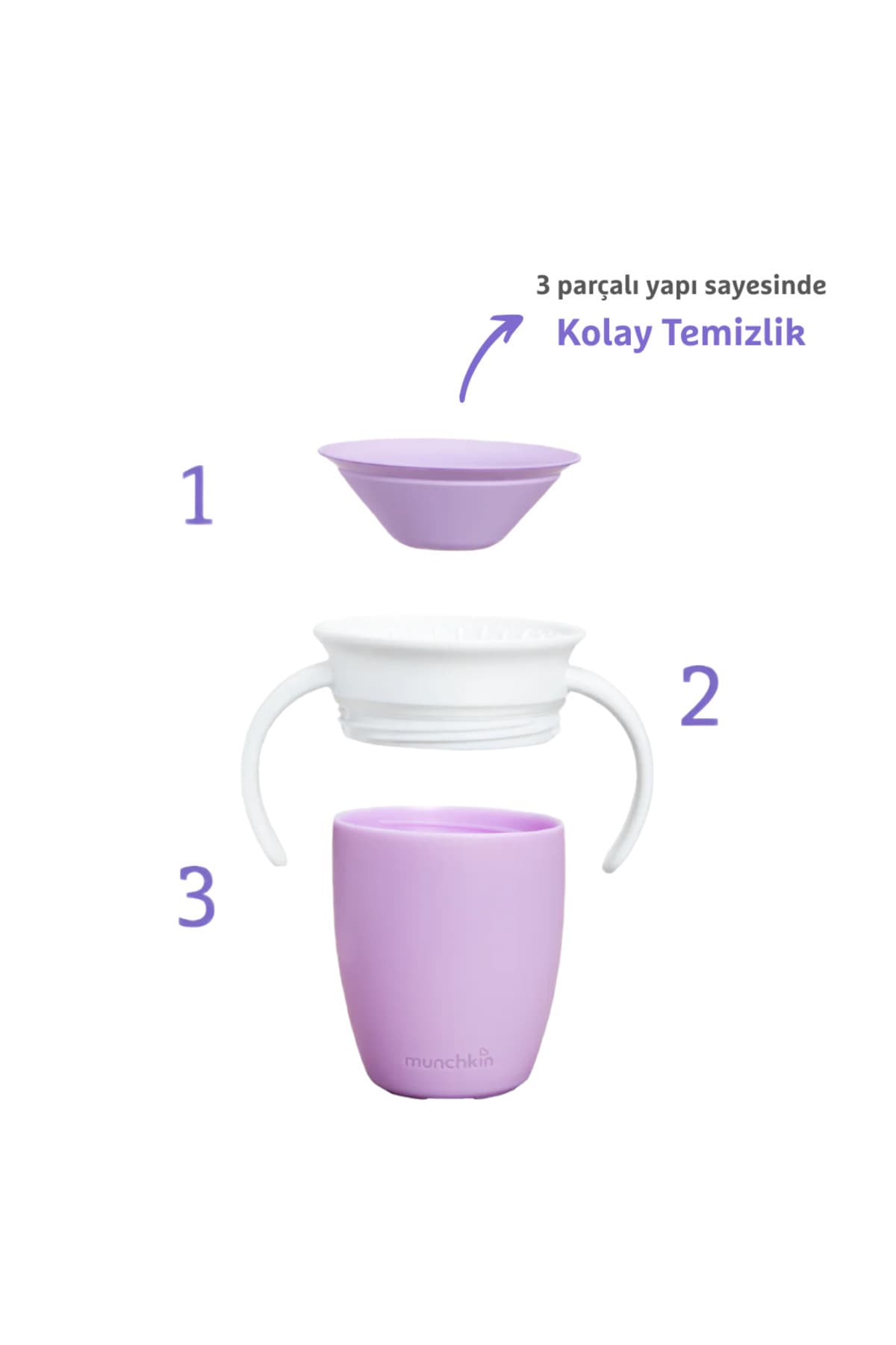 لیوان آموزشی کودک Munchkin Mucize 360 بنفش 207ml 6ay+ 1 عدد لیوان آموزشی کودک Munchkin Mucize 360 بنفش 207ml 6ay+ 1 عدد