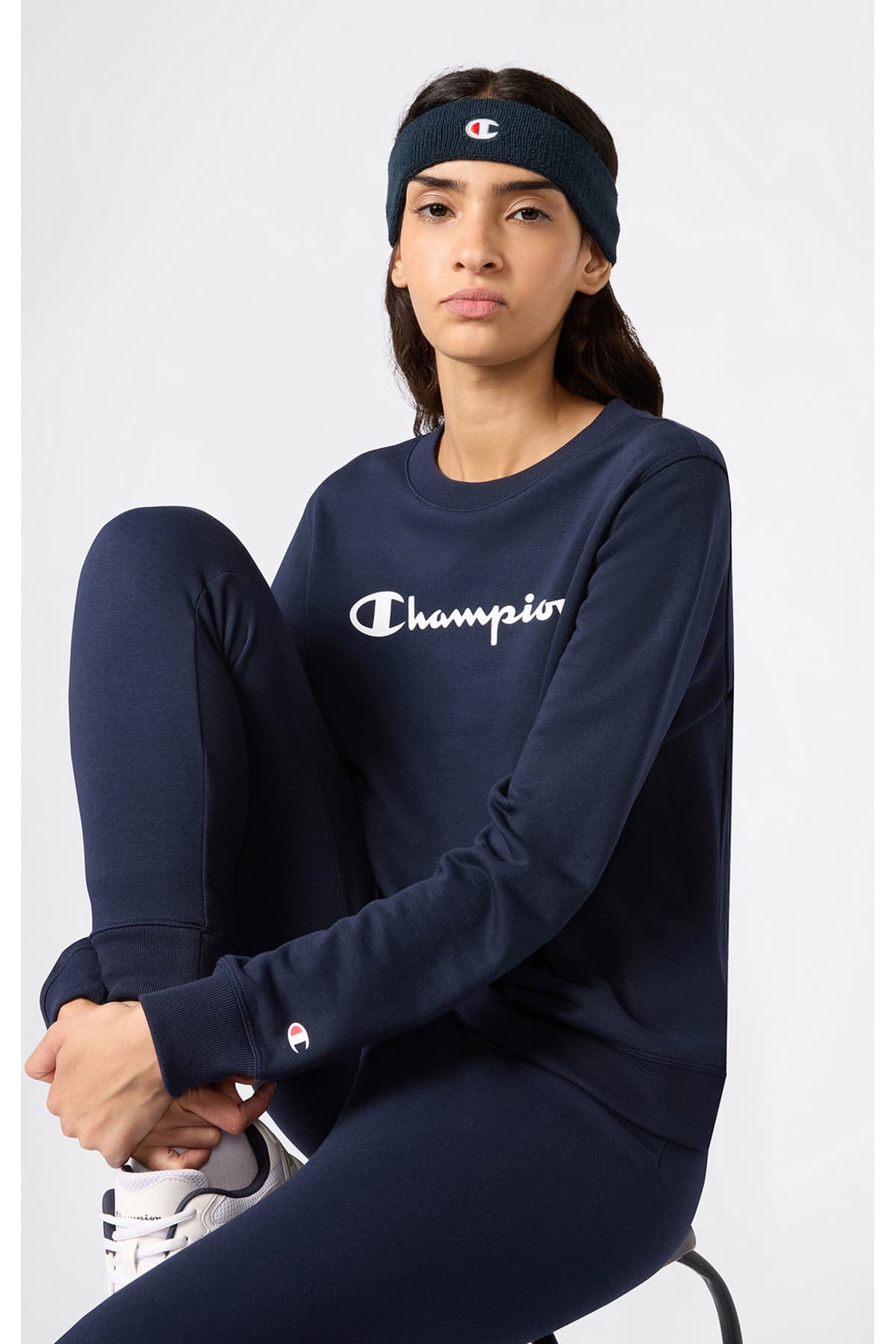 سوئیشرت زنانه Champion یقه گرد سرمهای Script Shop مدل 118427-BS501 سوئیشرت زنانه Champion یقه گرد سرمهای Script Shop مدل 118427-BS501