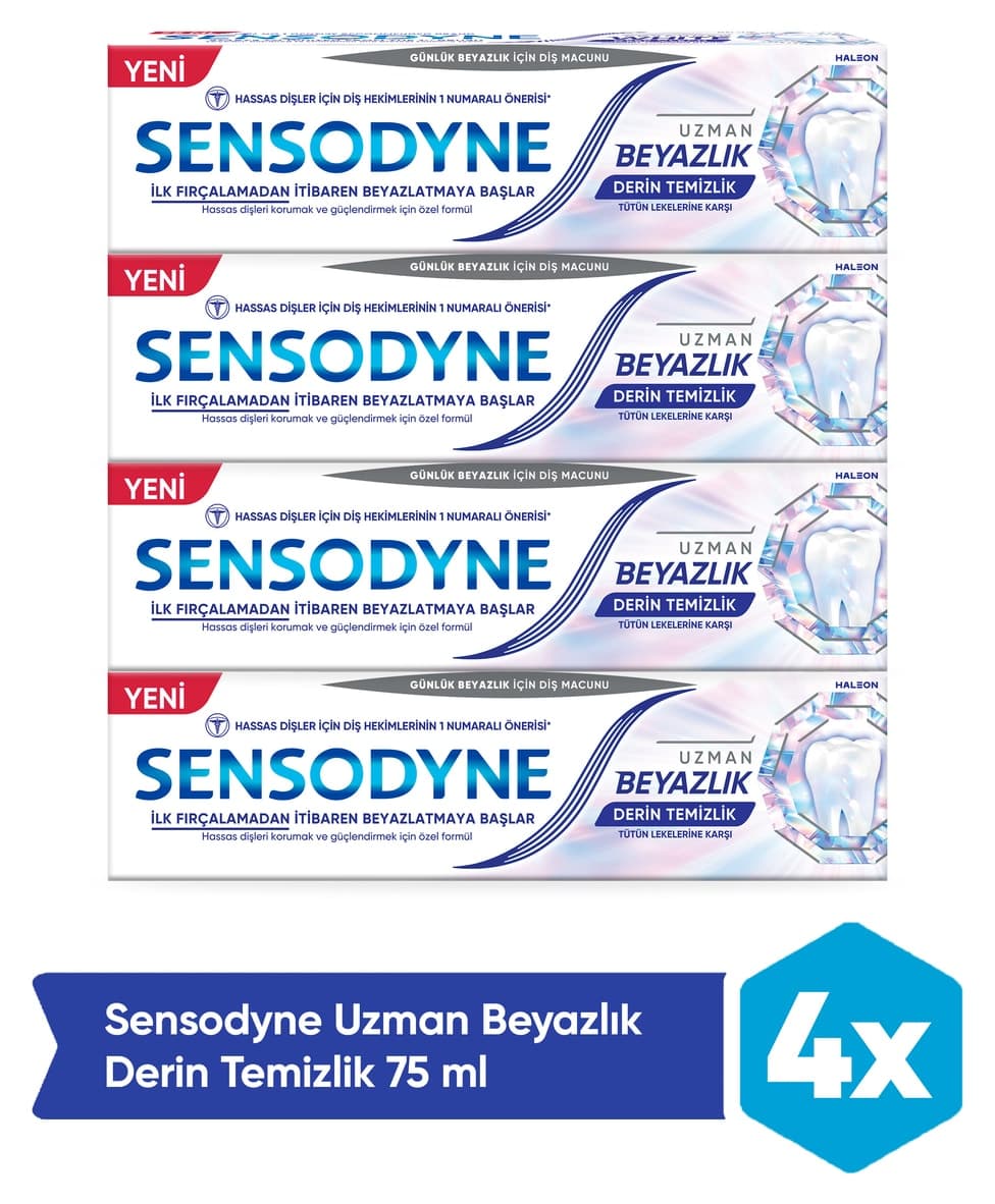 خمیر دندان Sensodyne ضد لکه تنباکو سفیدکننده تخصصی تمیزکننده عمیق 75ml X4 خمیر دندان Sensodyne ضد لکه تنباکو سفیدکننده تخصصی تمیزکننده عمیق 75ml X4