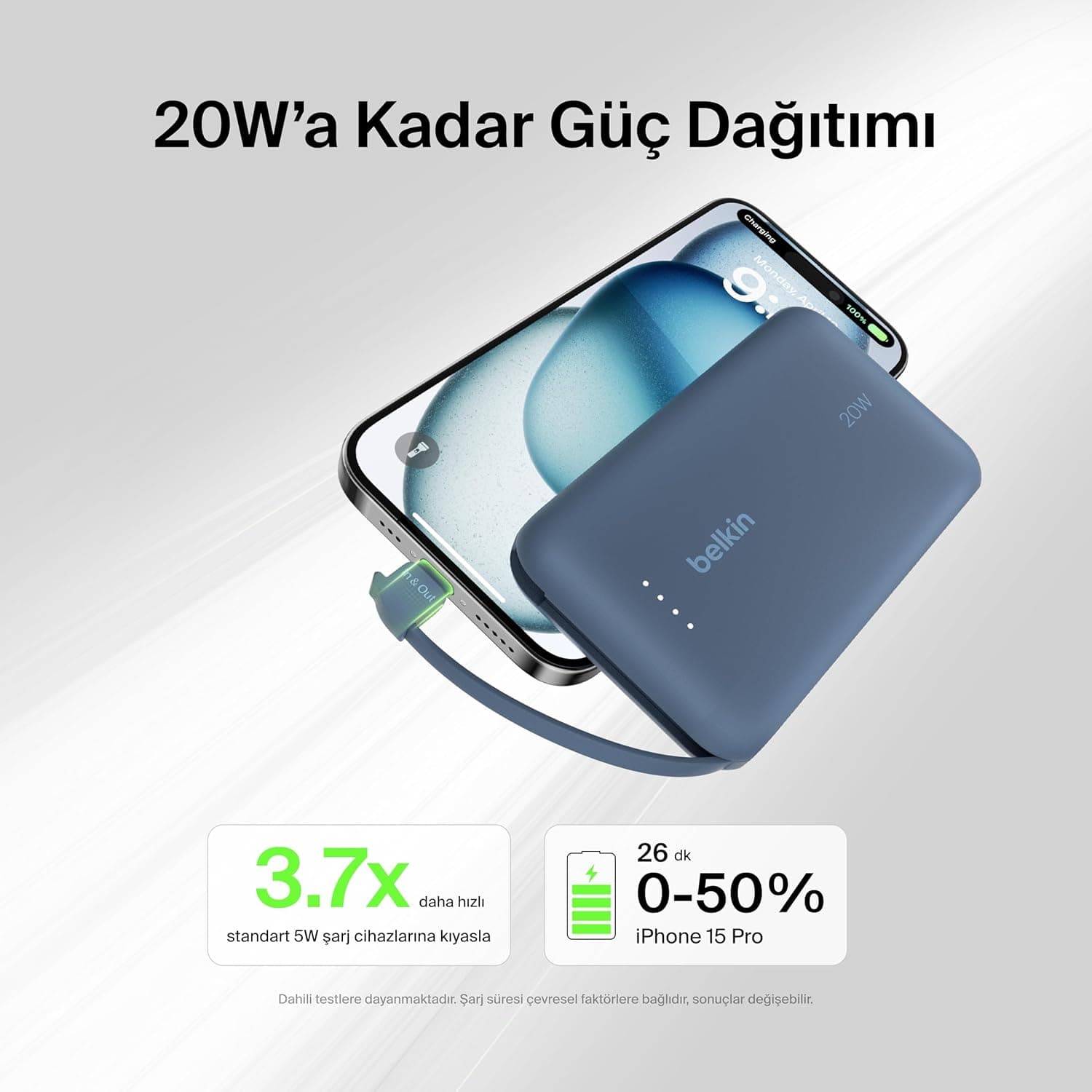 پاوربانک Belkin مدل BoostCharge با کابل داخلی 10K و PD 20W پاوربانک Belkin مدل BoostCharge با کابل داخلی 10K و PD 20W