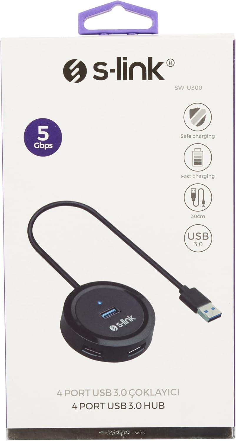 هاب USB 3.0 با 4 پورت S-Link خاکستری مدل SW-U300 هاب USB 3.0 با 4 پورت S-Link خاکستری مدل SW-U300