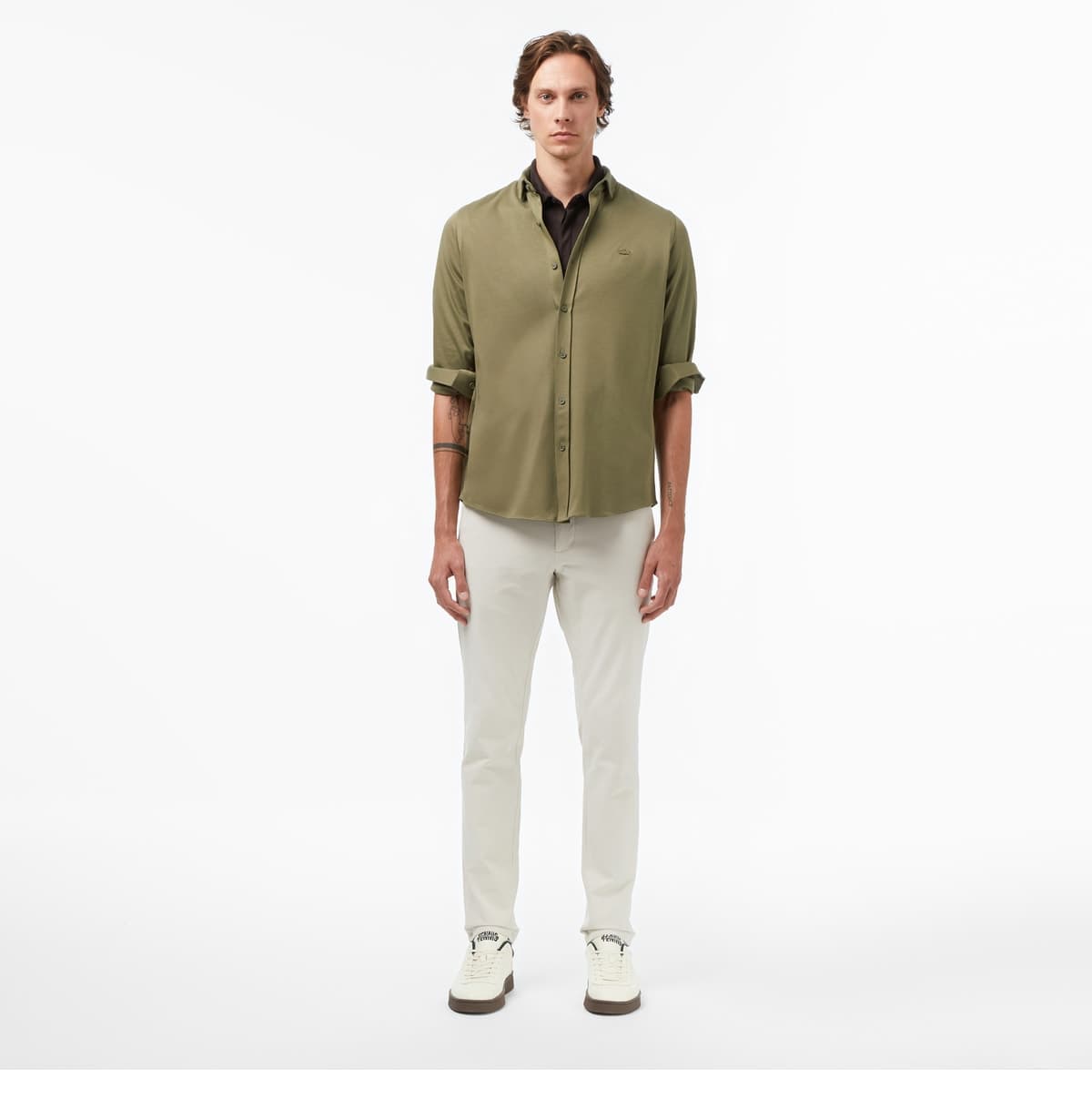 پیراهن مردانه Lacoste اسلیم فیت خاکی پیراهن مردانه Lacoste اسلیم فیت خاکی