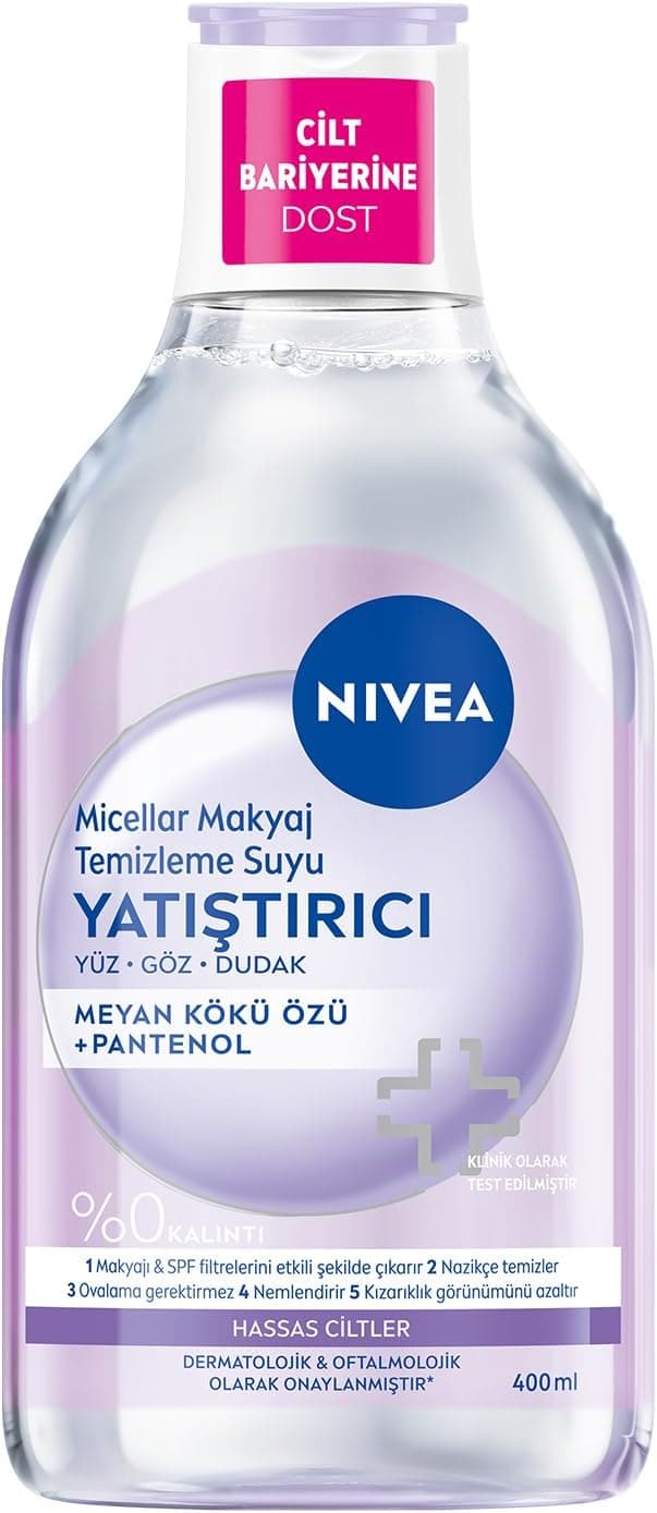 آب میسلار پاککننده آرایش پوست حساس NIVEA، پاککننده فیلترهای SPF، مناسب صورت، چشم و لب، 400 ml آب میسلار پاککننده آرایش پوست حساس NIVEA، پاککننده فیلترهای SPF، مناسب صورت، چشم و لب، 400 ml